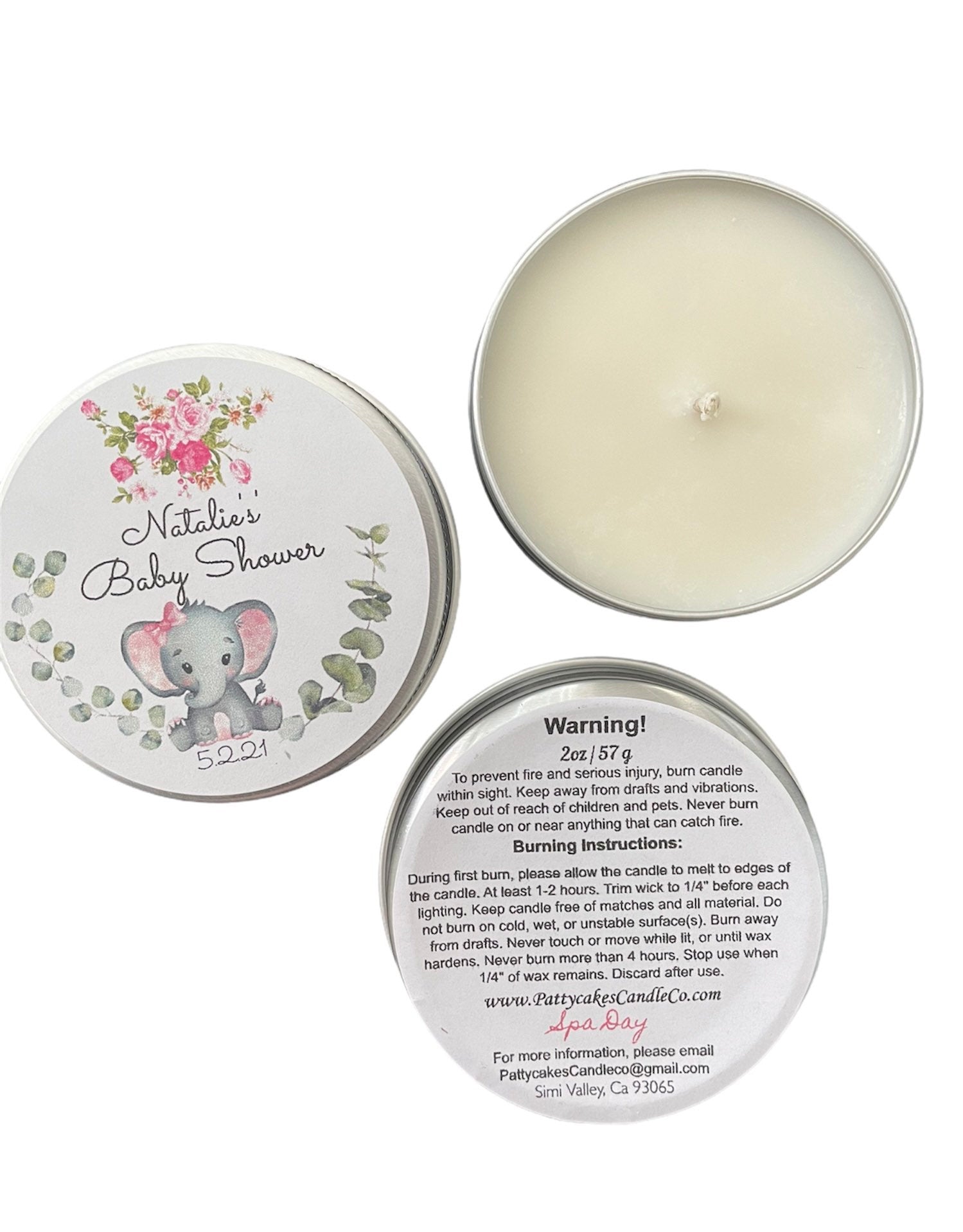BABY SHOWER FAVOR CANDLES - Baby Elephant Label | Set of 12/24
