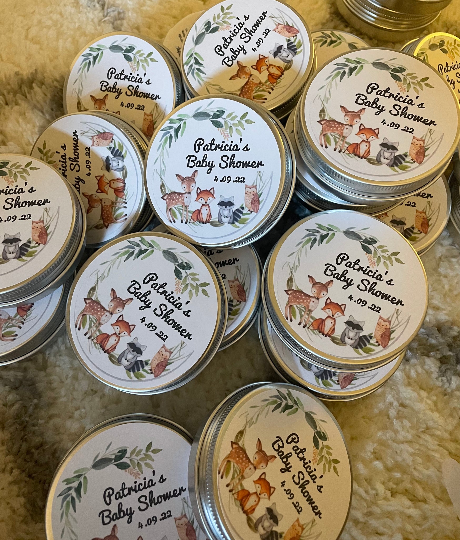 WOODLAND ANIMALS BABY SHOWER FAVORS CANDLES -  Set of 12/24