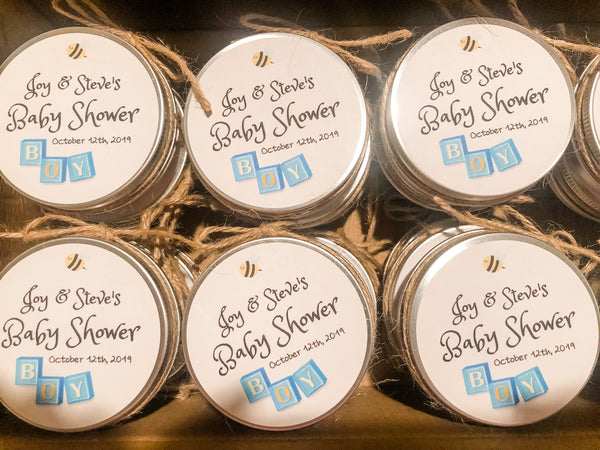 BABY SHOWER FAVOR CANDLES - Baby Boy Label | Set of 12/24